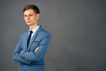 business man in suit self confidence posing manager office