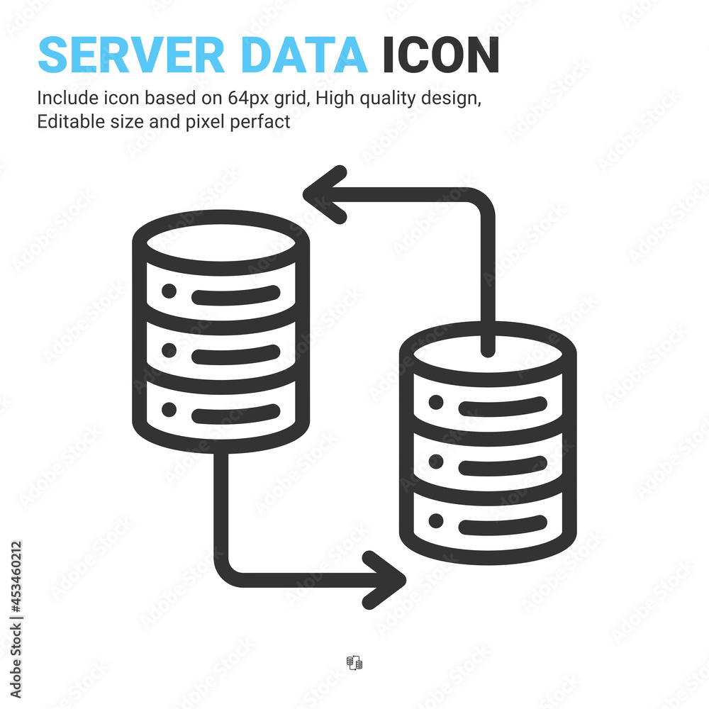 Poster server data icon vector with outline style isolated on white background. vector illustration databas