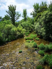 Fototapeta na wymiar water creek in the mountains of Madrid