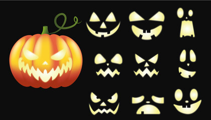 set of halloween pumpkins