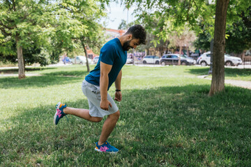 Young man practicing sports outside