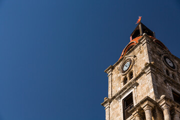 ギリシャ　ロードス島のロードスの中世の時計塔　Medieval Clock Tower