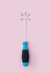 Screwdriver and screws arrangement for holiday gift flower concept