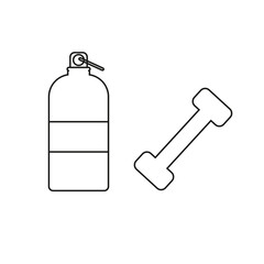 fitness icon line. Dumbbell with a water bottle