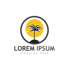 Palm tree summer logo template