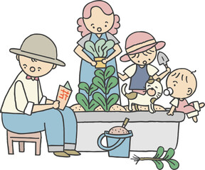 家族みんなで楽しいお花作り