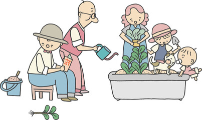 家族みんなでお花作り