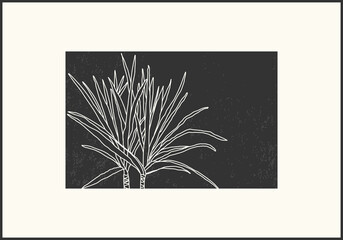 Fototapeta na wymiar Minimalist botanical line art flower abstract collage