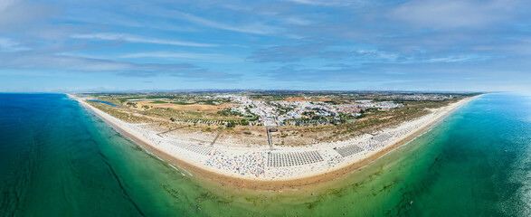 Aerial panoramic view of Manta Rota beach, which is part of a long sweep of fine sand - obrazy, fototapety, plakaty