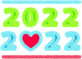 the inscription of the new year 2022 with a tinsel outline, looks festive and elegant