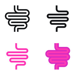 Intestine organ as part of digestive system. Human intestine, small intestine for food absorption in digestion system. Digestion, intestine icon. Vector illustration. Design on white background. EPS10