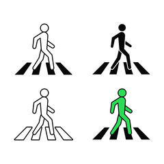 Please be careful, pedestrians will cross the road. Pedestrian crossing warning, safety sign in crosswalk or traffic sign. Crosswalk icon. Vector illustration. Design on white background. EPS 10