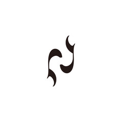 letter rj simple curves geometric logo vector