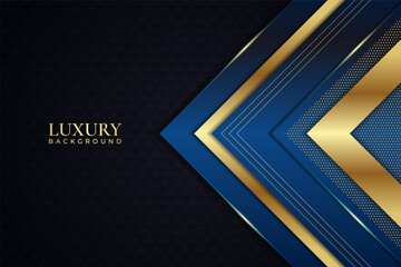 Luxury Background Geometric Arrow Elegant Blue with Shiny Golden Line