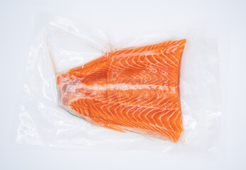 vaccum tail salmon can be stored for a long time - obrazy, fototapety, plakaty