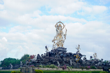 Denpasar, Bali, Indonesia (1 August 2021): Landmark of Denpasar city (Ida Bagus Mantra Bypass...