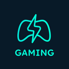 Modern Neon Gaming Logo Vector Template. Minimal style Gaming logo with Thunder design. 