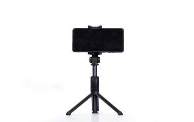 Smartphone and Tripod for Selfies Isolated White Background