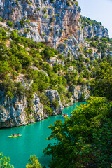Sentier du garde canal, Quinson, Verdon lower gorge, lake Sainte Croix, Provence, Provence Alpes Côte d'Azur, France 