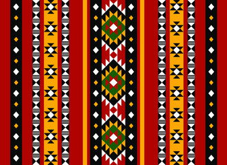 Geometric ethnic oriental seamless pattern traditional Design for background,carpet,wallpaper.clothing,wrapping,Batik fabric,Vector illustration.embroidery style - Sadu, sadou, sadow or sado
 - obrazy, fototapety, plakaty