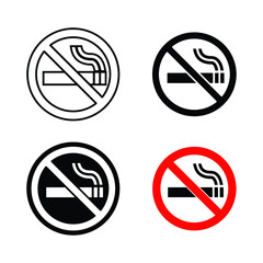 Quit smoking ban element. Stop smoke sign. World no tobacco day. Say no to cigarette. No smoking prohibit symbol, warning sign icon.Vector illustration. Design on white background. EPS 10