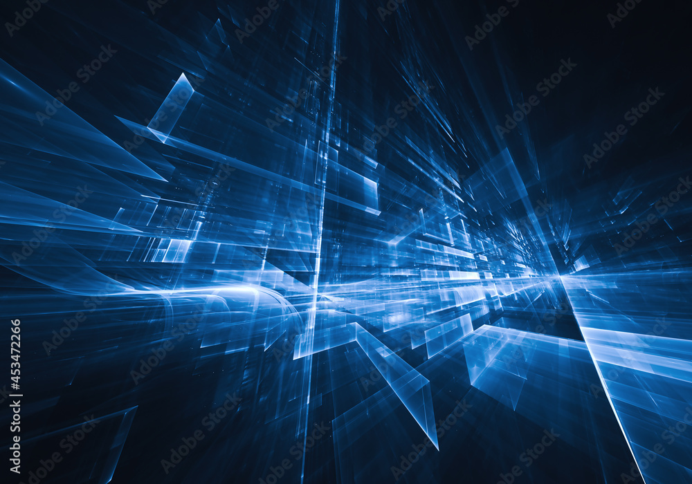 Poster technological textured background. 3d fractal graphics. science and technology concept.