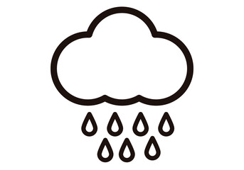 Icono negro de nube y gotas de lluvia.
