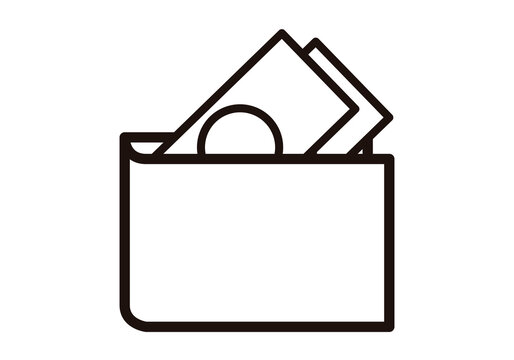Icono negro de cartera en fondo blanco.