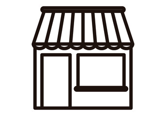 Icono negro de tienda en fondo blanco.