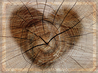 Naturalne drewno z sercem i ramką