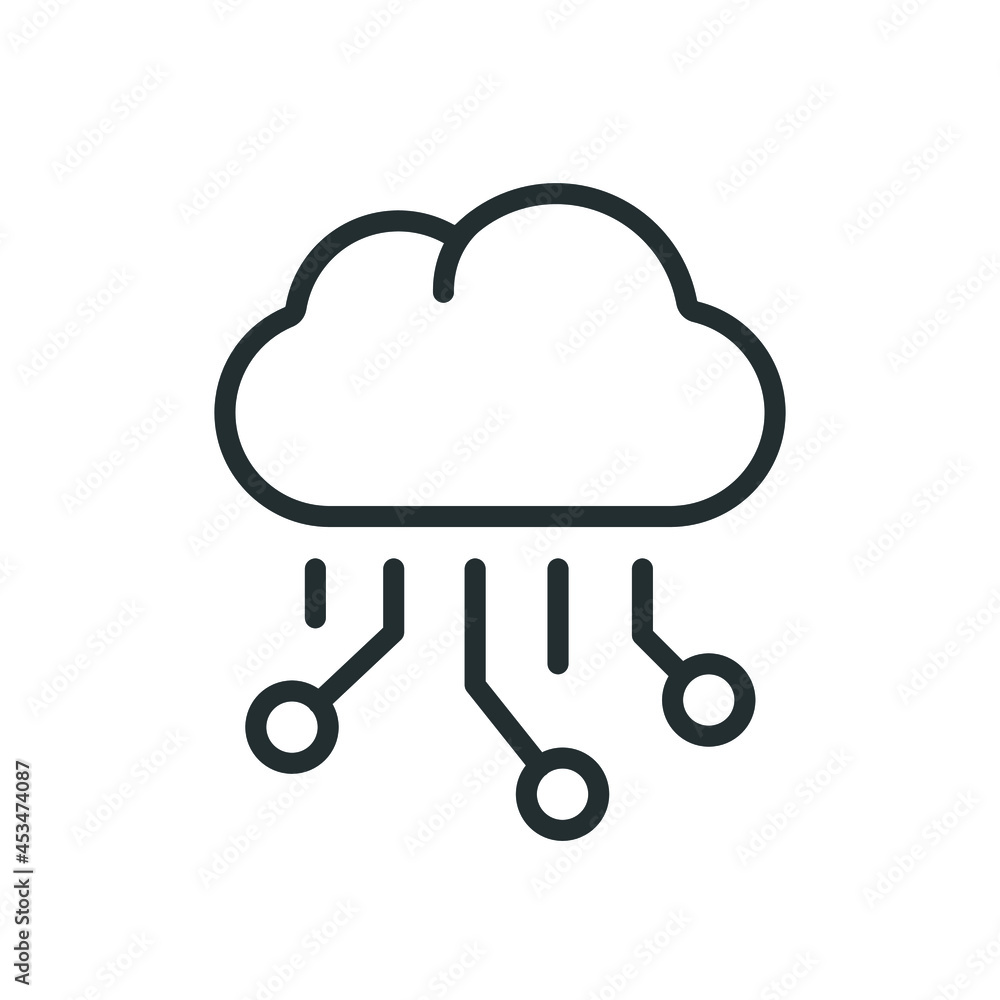 Poster cloud storage linear icon. cryptocurrency. thin line customizable illustration. contour symbol. vect