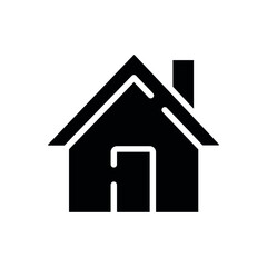 House with chimney glyph icon. Vector fill black illustration.