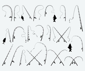 fishing rod Printable Vector Illustration .fishing rod silhouettes vector.
