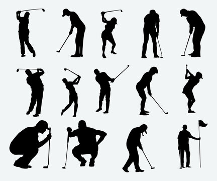 Golf Man Printable Vector Illustration. Golf Man silhouettes vector. Set of Golf player design vector