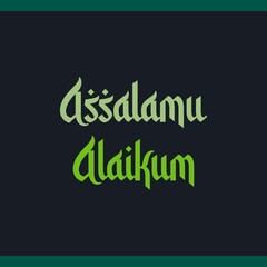 Assalamu Alaikum Arabic style typography text.  Islamic typography poster vector design. 