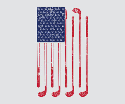 American Golf Flag Printable Vector Illustration