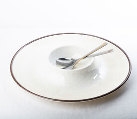 food plate top view on clear background