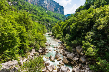 Sentier du Blanc Martel, Verdon gorge, Provence, Provence Alpes Côte d'Azur, France  - obrazy, fototapety, plakaty