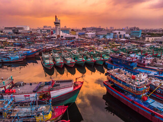 boats at dockyard of seaport