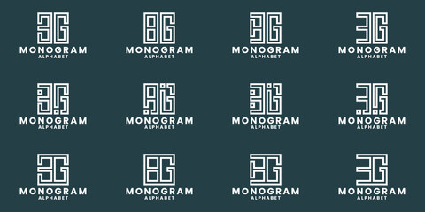 B G logo design bundle monogram alphabet