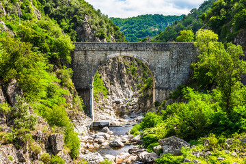 Fototapeta na wymiar Gorges du Doux view from Mastrou Ardèche train, Ardèche, France