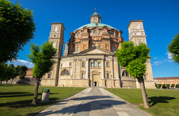 Fototapeta na wymiar VICOFORTE, ITALY JUNE 24, 2021 - Vicoforte Sanctuary, Cuneo province, Piedmont, Italy, the largest elliptical dome in the world.