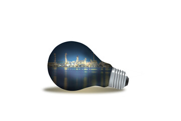 Industrial in light bulb isolated on white background. Green energy concept.