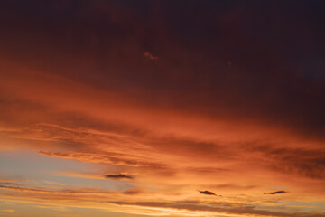 Sunset clouds in the sky in summer evening