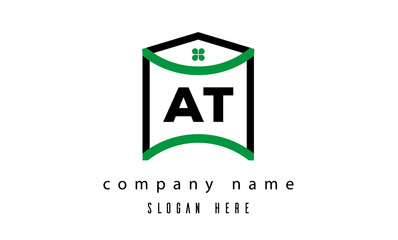 AT creative real estate latter logo vector