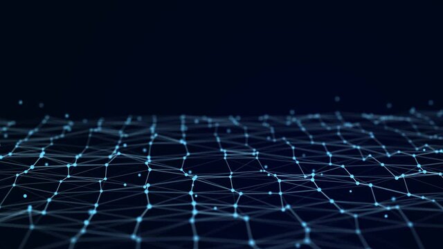 Hexagonal digital communication structure. Data technology background. Connection of dots and lines on a dark background. 3D .