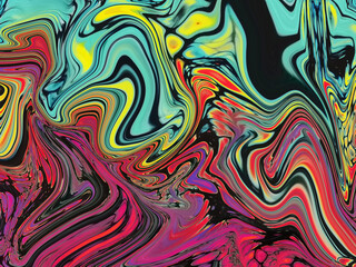 Psychedelic Colorful Abstract Modern Hand Painted Background Swirls Pattern Design