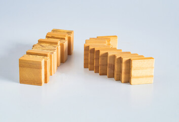 Abstract concept of wooden cubes toy stack to tower.