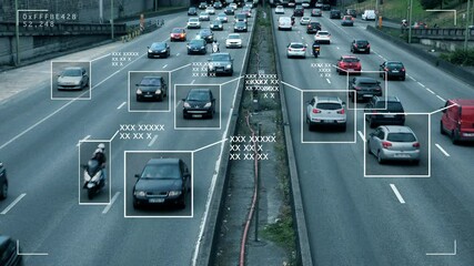 Video surveillance on the motorway, License Plate Reading Camera - Powered by Adobe