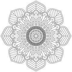 Leaf Flower Petal Coloring Mandala Art Simple Graphic Shape Vector Floral Oriental Outline Vintage Decorative Elements Pattern Illustration Islam Arabic Indian Turkish Mystic Religion Morals Lotus